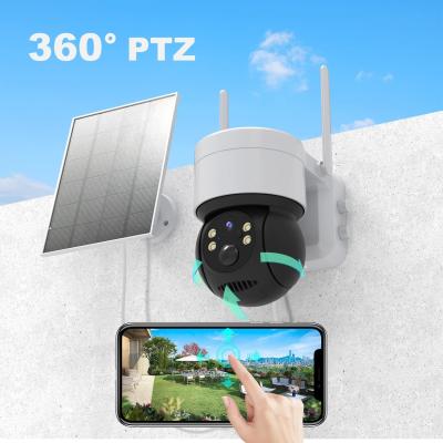 中国 Solar Security Camera Outdoor Wifi Ptz Camera With Solar Panel Wireless IP CCTV 7800mA Rechargeable Battery 販売のため