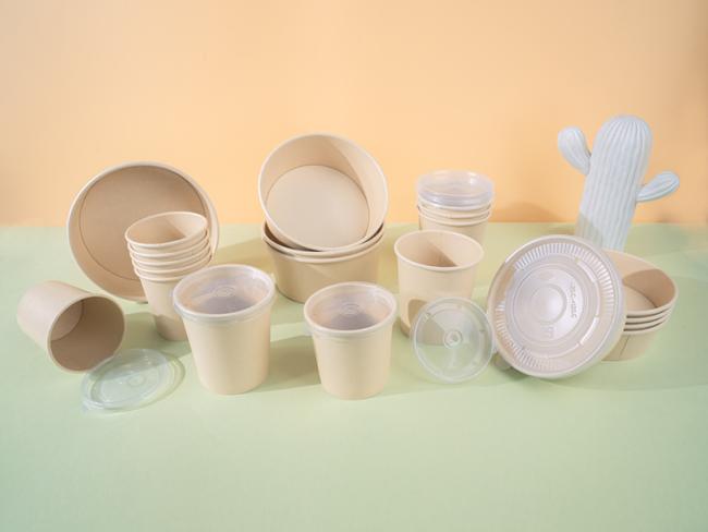 PE Coated 16oz 500ml Matt Salad Food Kraft Paper Bowls Dessert Cup With Lid 1