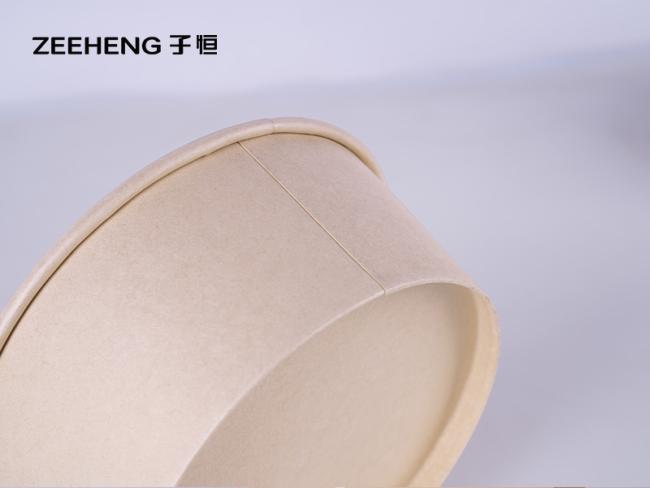 PE Coated 16oz 500ml Matt Salad Food Kraft Paper Bowls Dessert Cup With Lid 4