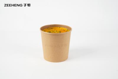 China 12 Oz Biodegradable Soup Cups Kraft Paper Bowls With Lids for sale