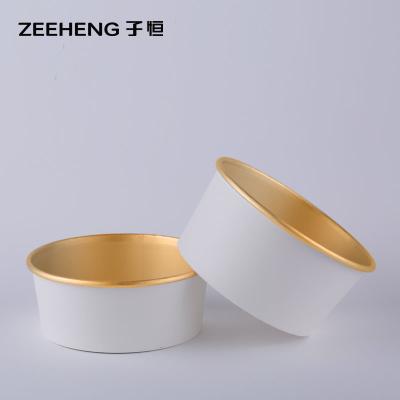 China Bacia de salada de papel imprimindo feita sob encomenda descartável do recipiente da bacia de papel da folha de ouro com tampa à venda