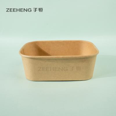 China ZEEHENG Kraft Rectangular Deli Bowls with Lids 750ml for sale