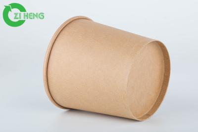 China High Thickness Brown Kraft Paper Cups 16oz One Wall Round Shape For Soup for sale