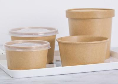 China Strong Kraft Paper Bowls , Paper Soup Bowls Lined With Leak Proof Inner Coating for sale