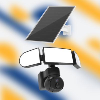 China 2K Black Solar Security Camera with PIR Distance 1500 Lumens LED Street Light Solar Camera for sale