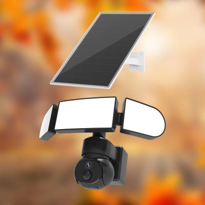 China 1500LM Floodlight 4G 5G Solar PTZ Camera With Color IR Night Vision for sale