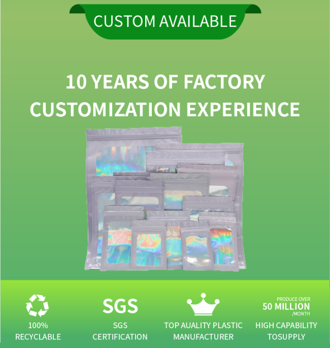Custom Stand up Foil Food Packaging Bags Printed Biodegradable Mylar Zipper Bags Resealable Packaging Plastic Bags With Window