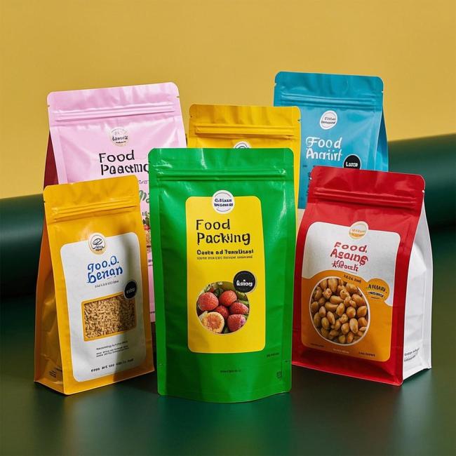 Custom Standing Food Grade Packaging Bag Holographic Neon Color Mylarbag Biodegradable Zip Reusable Plastic Bag for Dried Fruit