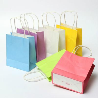 China High quality custom logo gift shopping food kraft paper packaging bag with handles for sale