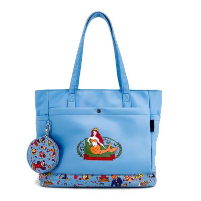 China Canvas Tote Bag Sling Bag , Digtal Printing Blue Crossbody Bag With Coin Pouch for sale