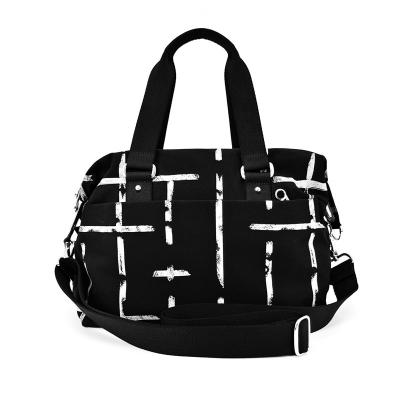 China Unisex Black Crossbody Bag Tote With Fabric Lining Double Handles for sale