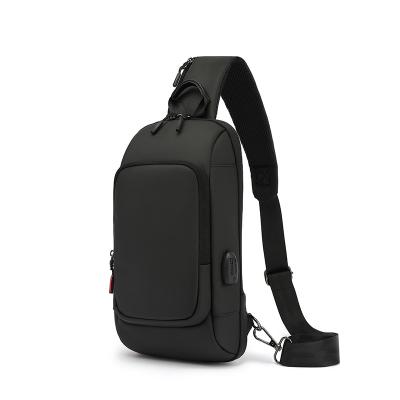 China Reverse Polyester Unisex Shoulder Bag , Black Crossbody Casual Bag With Back Pocket for sale