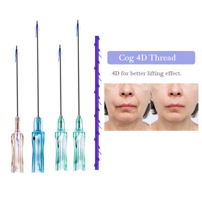 China hot sell korea collagen face suture lifting winkle removal pdo thread 4d cog barb sharp 23g 90mm for sale