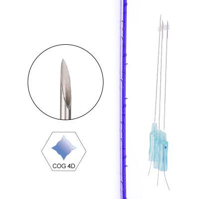 China Cosmetic Face Lifting PDO Thread Needle Sharp 4D Cog Barb 23g 90mm for sale