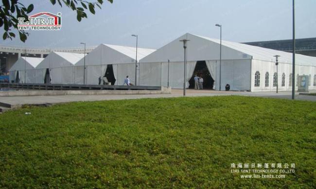 Aluminum Outdoor Exhibition Tents , White Color PVC Sidewall Permanent Structure
