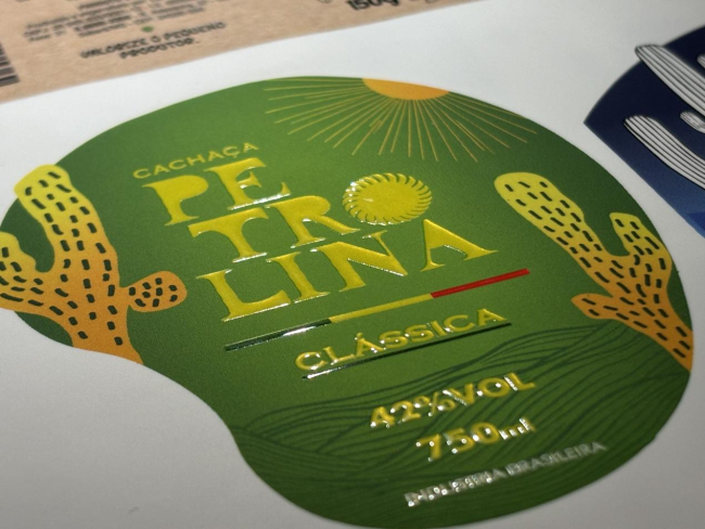 Spot varnishing example on labels