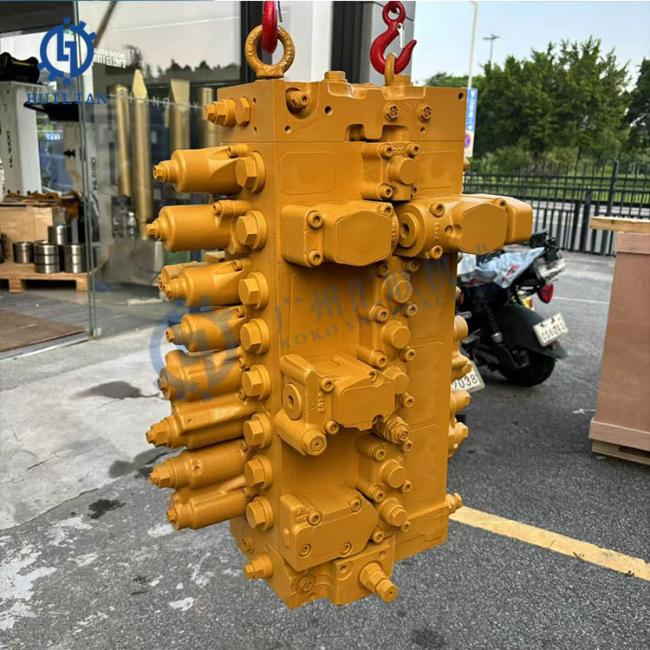 Close-up of Excavator Hydraulic Control Valve