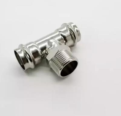 China Dvgw V Profile 304 Stainless Steel Press Fittings Male Threaded Tee for sale