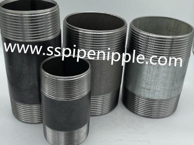 China Equal Shape Black Carbon Steel Pipe Nipples 1/2 X Close For Plumbing for sale