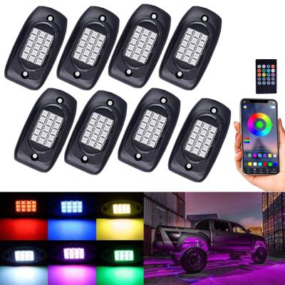 China Multi Color LED RGB Rock Lights IP68 Waterproof 12V With Music Mode for sale