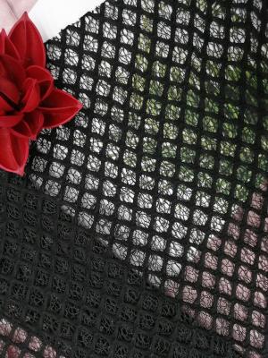 China Black Diamond Pattern 60 Yards Bonded Tulle Mesh Fabric for sale