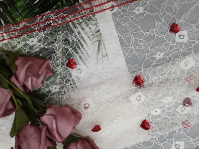 Китай 100 красного дворов Sequin партии сердца вышили ткани продается