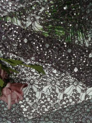 China Metallic Glitter Lace Sequin Embroidered Fabric Chemical for sale