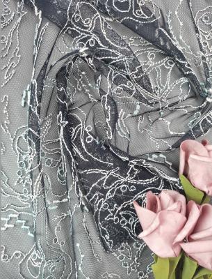 China Ajuste del cordón de la tela del cordón del poliéster de Dot Tulle Embroidered Lace Fabric para el velo de novia en venta