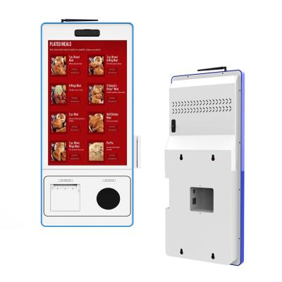 China Restaurants POS Kiosk Android Cashless Machine Pos Self Service Kiosk 21 27 Inch SDK for sale