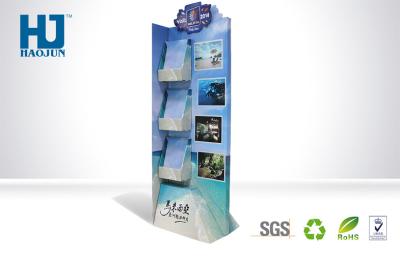 China Sidekick Tourist Guide Book POP Cardboard Counter Display 3 Tiers SGS Approval for sale