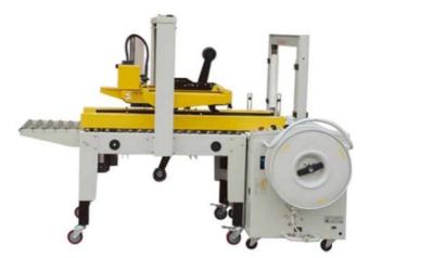 中国 12-15Cartons機械を紐で縛る最低のカートン箱テープ シーリング機械波形箱 販売のため