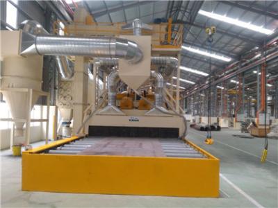 China Metal Sheet Cleaning 15kw*8 Steel Plate Shot Blasting Machine for sale