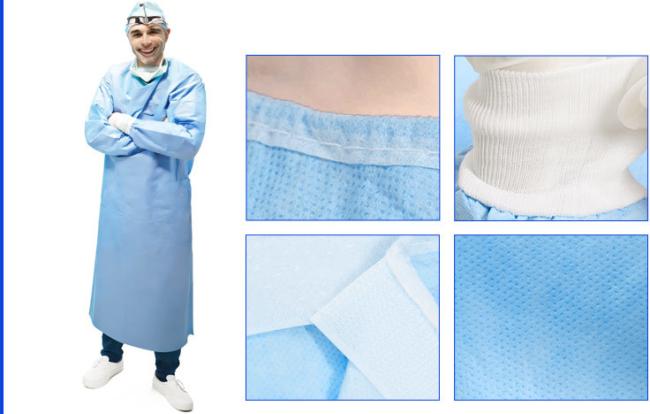 Detailed view of BVB Level 4 surgical gown features and construction showing reinforced chest, sleeves, and heat-sealed seams