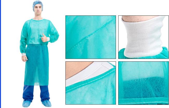 Detailed view of PP Disposable Isolation Gowns showing construction and features