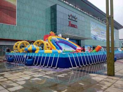 China Large Frame Pool / Rainbow Slide Amazing Inflatable Water Park For Entertainment for sale