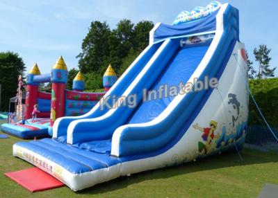 China Giant Wave Blow Up Dry Slide 21 Feet High Blue / White With 2 Years Guarantee for sale