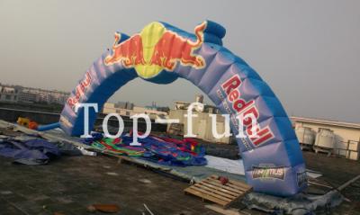 China 12m Span by 4m High Oxford Fabric Inflatable Arch For Promotion For Advertisement Red Bull for sale