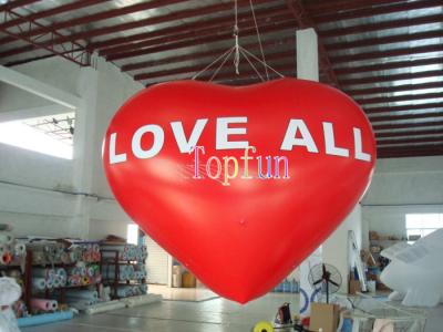 China 0.2mm PVC Helium Inflatable Advertising Balloons For Wedding Ceremony / Red Heart Shape for sale