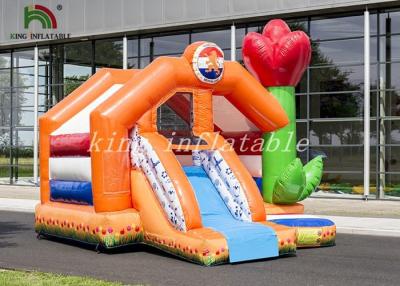 China Orange Inflatable Bouncee House Combo Slide Bright Tulip PVC Backyard Playground for sale