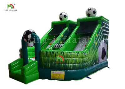 China Green Football Childrens Inflatable Bouncy Castle Jumping House Combo Slide For Party for sale