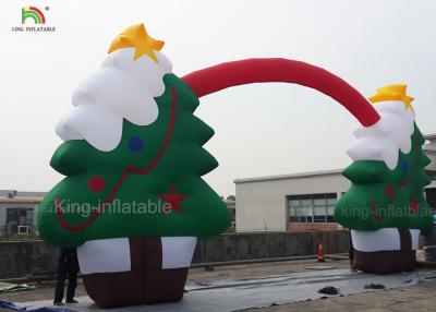 China Green Color CE Nylon Merry Christmas Tree Inflatable Archway For Santa Claus Xmas Decoration 11m for sale