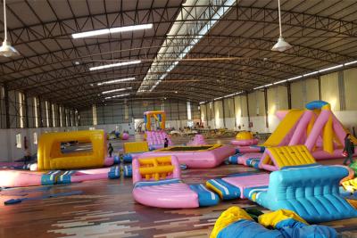 China Pink Amusement Inflatable Water Park With Color Printing for sale