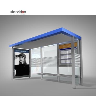 China Led Illuminated IP65 Solar Powered Bus Shelter / Outdoor Bus Shelter For City for sale