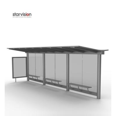 China Double Sided Advertising Smart Bus Shelter Anti Corrosion Aluminum Flat Roof for sale