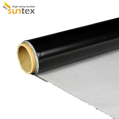 Chine Tissu enduit de silicone latéral simple de silicone de noir de tissu de fibre de verre à vendre