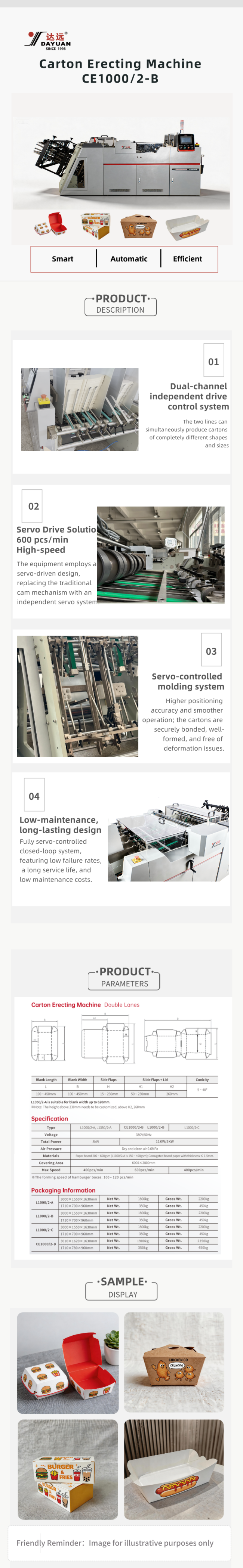 Dayuan CE1000/2-B Dual Channel Carton Forming Machine