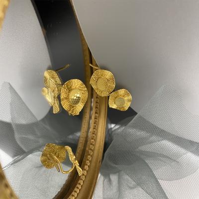 China Minimalist 18K Gold Plumeria Flower Earrings for sale