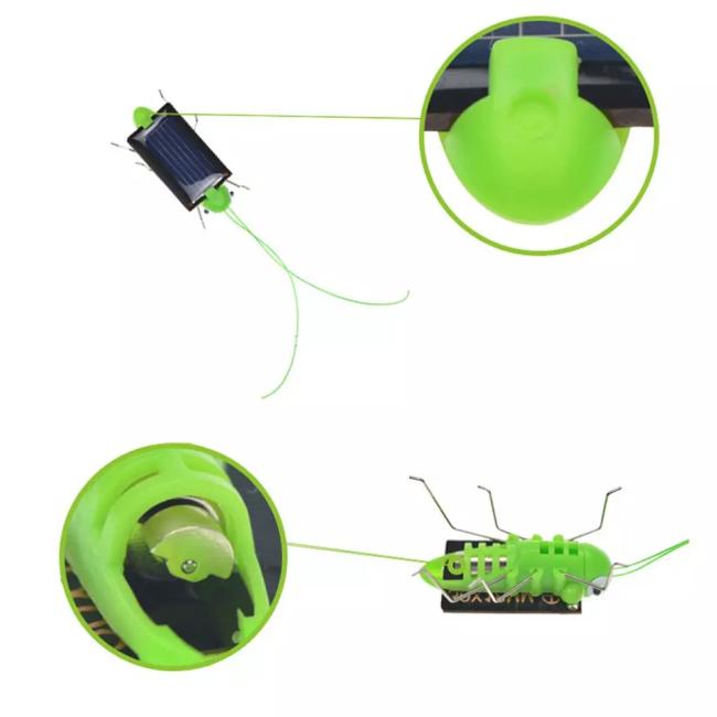 2023 New Arrivals Toys Green Color Solar Grasshopper Solar Powered Small Toys Promotional Toys