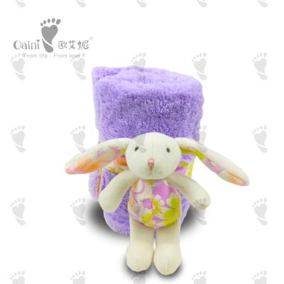 China Cópia amigável Bunny Purple Personalized Baby Blankets do grupo do fundamento do bebê de Eco à venda