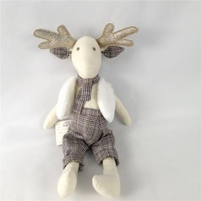 China Children Gift Christmas Soft Toys Plush Animal Cuddly White Christmas Moose Toy for sale